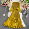 Casual Long Sleeve Pleated Loose Midi Dresses Femme Party Flare Chiffon Robe Harujuku Vestidos Mujer Solid Purple Maxi Clothing
