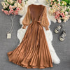 Casual Long Sleeve Pleated Loose Midi Dresses Femme Party Flare Chiffon Robe Harujuku Vestidos Mujer Solid Purple Maxi Clothing