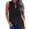 Casual Loose Sleeveless Solid V-neck Chiffon Tunic Blouse Female Shirts