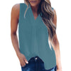 Casual Loose Sleeveless Solid V-neck Chiffon Tunic Blouse Female Shirts