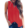 Casual Loose Sleeveless Solid V-neck Chiffon Tunic Blouse Female Shirts