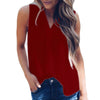 Casual Loose Sleeveless Solid V-neck Chiffon Tunic Blouse Female Shirts