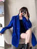 Casual Loose Women's Blazer Retro Long Sleeve Double Breasted Blue Blouse Women's Office Coat Blazer Mujer De Moda 2023