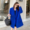 Casual Loose Women's Blazer Retro Long Sleeve Double Breasted Blue Blouse Women's Office Coat Blazer Mujer De Moda 2023