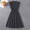 Casual O-neck Dress Women Dot Print Summer High Waist Midi Dresses Ladies  Butterfly Sleeve Ruffles Beach Dress vestidos