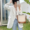 Casual Office Blazers Coat for Women 2023 Autumn Spring Notched Collar Pocket Oversized Suit Jacket Female Streetwear Chic Tops