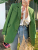 Casual Office Blazers Coat for Women 2023 Autumn Spring Notched Collar Pocket Oversized Suit Jacket Female Streetwear Chic Tops