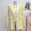 Casual Office Blazers Coat for Women 2023 Autumn Spring Notched Collar Pocket Oversized Suit Jacket Female Streetwear Chic Tops