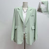 Casual Office Blazers Coat for Women 2023 Autumn Spring Notched Collar Pocket Oversized Suit Jacket Female Streetwear Chic Tops