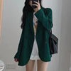 Casual Oversized Women Blazer 2023 Spring Autumn Loose Double Breasted Female Suit Coats Elegant Green Jackets
