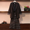 Casual Plus Size Women's Clothing 2022 Spring Autumn Blazers Jackets Women Plaid Skirts + Blazer Coats 2 two-piece Suit B143