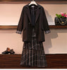 Casual Plus Size Women's Clothing 2022 Spring Autumn Blazers Jackets Women Plaid Skirts + Blazer Coats 2 two-piece Suit B143