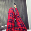 Casual Polyester Women's Leggings High Elastic Legins Fitness Nine Pants Plaid Fashion Clothings aptitud Legging For Women