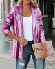 Casual Sequin Lapel Women Blazer Coat 2023 Autumn Long Sleeve Women Jacket Elegant Turn-down Collar Office Lady Uniform