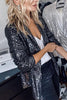 Casual Sequin Lapel Women Blazer Coat 2023 Autumn Long Sleeve Women Jacket Elegant Turn-down Collar Office Lady Uniform