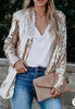 Casual Sequin Lapel Women Blazer Coat 2023 Autumn Long Sleeve Women Jacket Elegant Turn-down Collar Office Lady Uniform