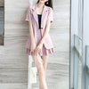 Casual Short Ladies Blazers Suit Women Streetwear Female Coat Blazer and Pleated Skirt Set Chic Office Ladies Suits Summer Y418