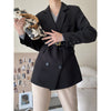 Casual Simple Suit Jacket Women 2023 Spring Autumn Double-breasted Slim Small Blazer Suit OL Outer Wear Top LR2280