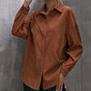 Casual Slim Women Shirts Autumn Collar Blouse Long Sleeve Buttons Solid Corduroy Shirt Women Tops Streetwear