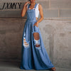Casual Solid Color Denim Jumpsuits Women Elegant Mid Waist Loose Pocket Romper Lady Spring Summer Wide Leg Pants Cowboy Overalls
