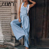 Casual Solid Color Denim Jumpsuits Women Elegant Mid Waist Loose Pocket Romper Lady Spring Summer Wide Leg Pants Cowboy Overalls