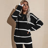Casual Striped Pullover Winter Loose Women Knitted Sweater Vintage Knit Jumpers Harajuku Long Sleeve Pullover Pull Femme