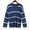 Casual Striped Pullover Winter Loose Women Knitted Sweater Vintage Knit Jumpers Harajuku Long Sleeve Pullover Pull Femme
