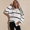 Casual Striped Pullover Winter Loose Women Knitted Sweater Vintage Knit Jumpers Harajuku Long Sleeve Pullover Pull Femme