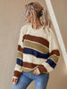 Casual Striped Women Pullover Autumn Winter Loose Knitted Sweater Vintage Long Sleeve Knitwear Female O Neck Jumpers Streetwear