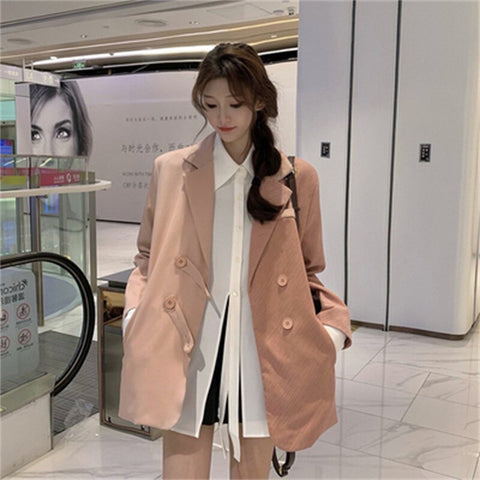 Casual Suit Jacket Women Spring Autumn 2023 Streetwear Clothing Temperament Slim Blazer Suit Jacket LR2207