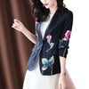 Casual Turn-down Collar Button Printing Blazer Women's Clothing 2023 Autumn Office Lady Coat All-match Suits
