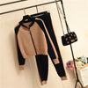 Casual Two-Piece Sweater Cardigan Jacket Women Autumn Womens Knitted Suit Baseball Sports Zip Top And Pants Set