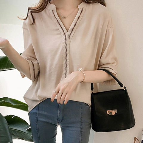 Casual V Neck Chiffon Tops And Blouse Women Summer 2022 New Fashion Tops Women Streetwear Short Sleeveless Solid Shirt Women