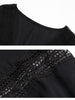 Casual V-Neck Women T-shirt Autumn Lace Patchwork Long Sleeve Tops Female Solid Hollow Out Blouses Vintage Loose Office Shirts