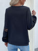 Casual V-Neck Women T-shirt Autumn Lace Patchwork Long Sleeve Tops Female Solid Hollow Out Blouses Vintage Loose Office Shirts