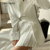 Casual White Two Piece Set For Women Notched Long Sleeve Blazer High Waist Irregular Hem Skirt Female Korean Sets