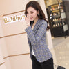 Casual Women Blazers And Jackets With Pockets Plus Size Plaid Blazer Curto Slim Feminino Working Jacket Formal Woman Coat X50052