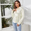 Casual Women Blouse Summer Satin Silk Button Down Shirt Long Sleeve Elegant Office Lady Tops Female Loose Solid Shirts