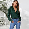 Casual Women Blouse Summer Satin Silk Button Down Shirt Long Sleeve Elegant Office Lady Tops Female Loose Solid Shirts