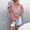 Casual Women Blouses Summer V-neck Printed T Shirts Ladies Ruffles Sleeve Leopard Tops Loose Lace Up Office T-shirt Blusas Mujer