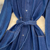 Casual Women Denim Dress Spring Autumn Turn down Collar Long Sleeve Single Breasted Pockets Belted A-line Midi Jeans Dresses