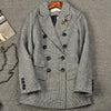 Casual Women Double-Breasted Button coat Plus Size Blaser plaid Blazers Jacket