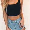 Casual Women Summer Sleeveless Crop Tops For Women Vest Short Style Tank Tops Womens Black/Red/White Cropped Feminino &1201