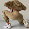 Casual Women Tracksuit Autumn Winter Fleece Hoodie Two Piece Sets Hooded Zipper Outerwear And Harem Pant Suit Streetwear
