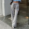 Casual Women Trousers Summer Loose Lace-up Joggers Baggy Hole Cotton Sraight Pants Solid High Waist Sweatpant Streetwear