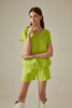 Casual Women's Knitted Suit Solid Color Summer Sweater Set Pullover Two-piece Ladies V-Neck Top Short Pants