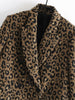 Casual Women's Temperament Leopard Print Jacket Female Autumn and Winter Mid-length Ladies Suit Double Breasted Blazer
