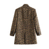 Casual Women's Temperament Leopard Print Jacket Female Autumn and Winter Mid-length Ladies Suit Double Breasted Blazer