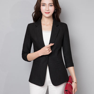 Casual one button elegant blazer women plus size suit women office three quarter sleeve 2022 new arrivals 5colors