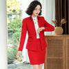Casual professional work clothes feminine 2023 spring and summer casual red ladies blazer Slim skirt Office jacket Two-piece